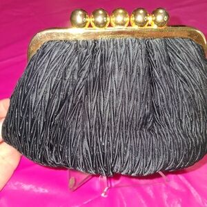 Elegant Black Clutch with Gold Accents